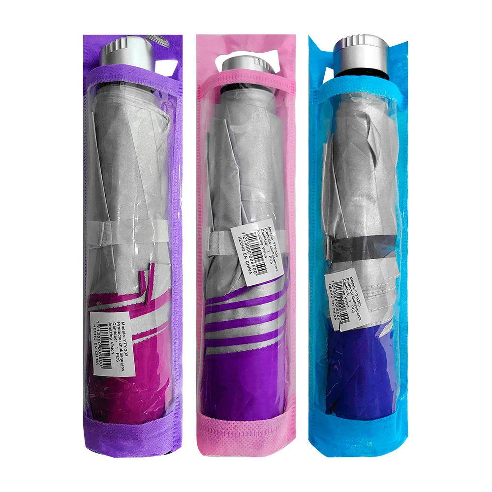1pza Sombrilla / paraguas de bolsillo, pequeño, liso, con asa agarradera y mango ergonómico, variedad de colores / 717-1 / yty-303 / skdh-1021