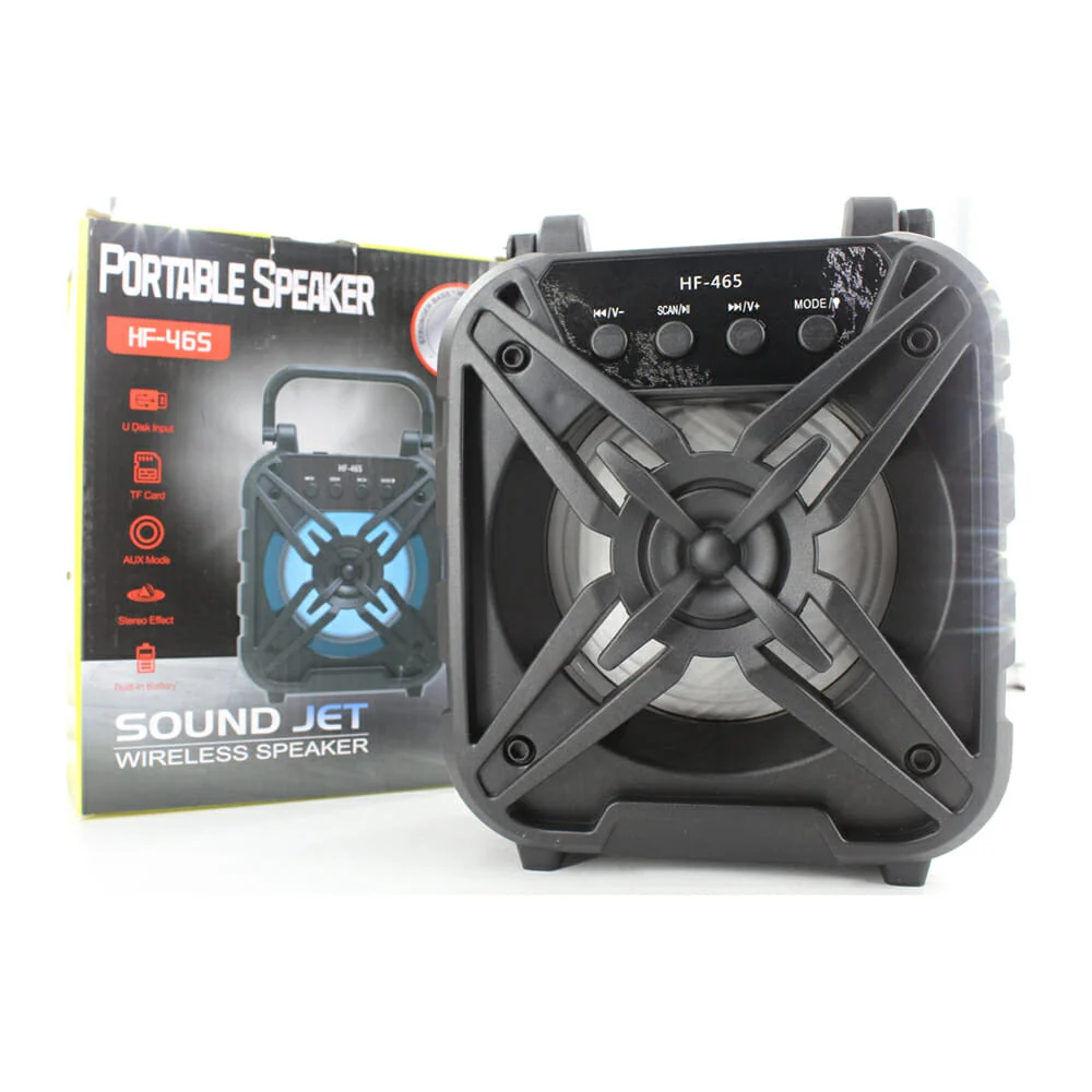 Bocina portátil bluetooth de 4 pulgadas con luz, asa agarradera y ranuras para usb y micro sd / hf-465