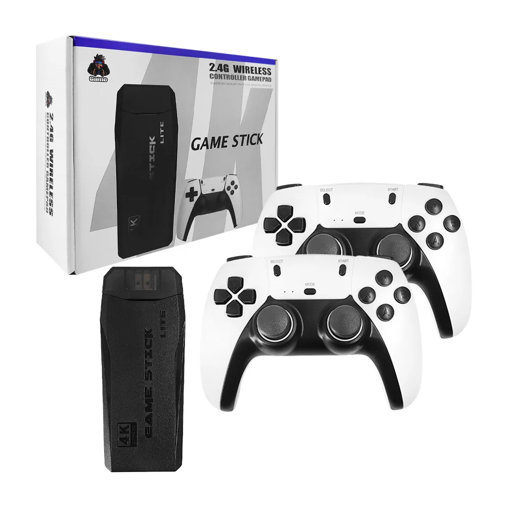Consola de videojuegos m8 lite con capacidad de 64gb de almacenamiento, 2 mandos inalámbricos y 10,000 juegos incluidos / game stick / yxj-1523