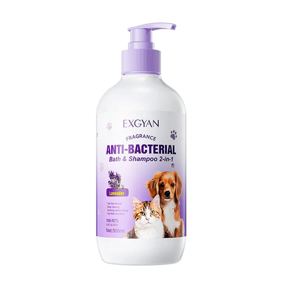Shampoo para mascotas antibacterial 2 en 1 de 500ml con extracto y aroma a lavanda / yty43276 / exgyan fragrance / bath & shampoo 2-in-1