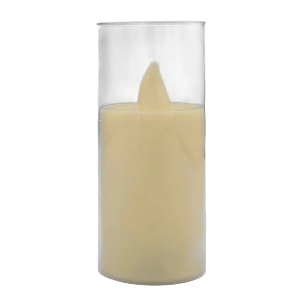 Lámpara pequeña tipo vela de plástico con luz led cálida, 9x3.5cm aprox / yy-2437