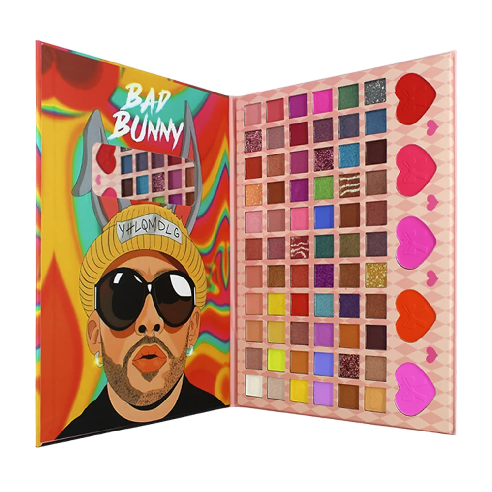 Paleta de sombras para ojos con 71 tonos y mini espejo, diseño de bad bunny / yy-321