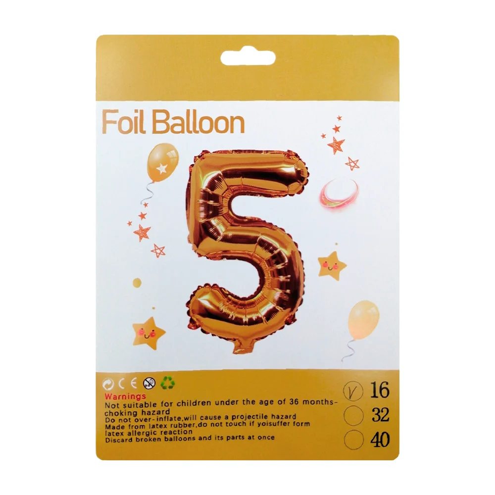 1pza Globo metálico de 16 pulgadas en forma de número, variedad de colores / foil balloon