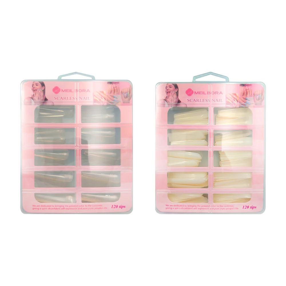 Estuche con 120 uñas transparentes u opacas, de uso cosmético / meil bora / d36b