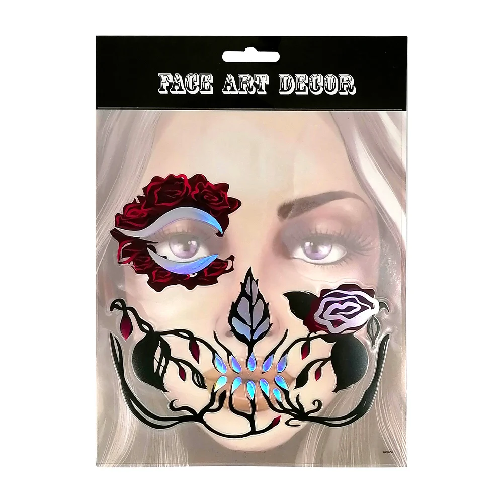 1pza Plantilla sticker calcomania para disfraz de catrina, variedad de modelos / face art decor