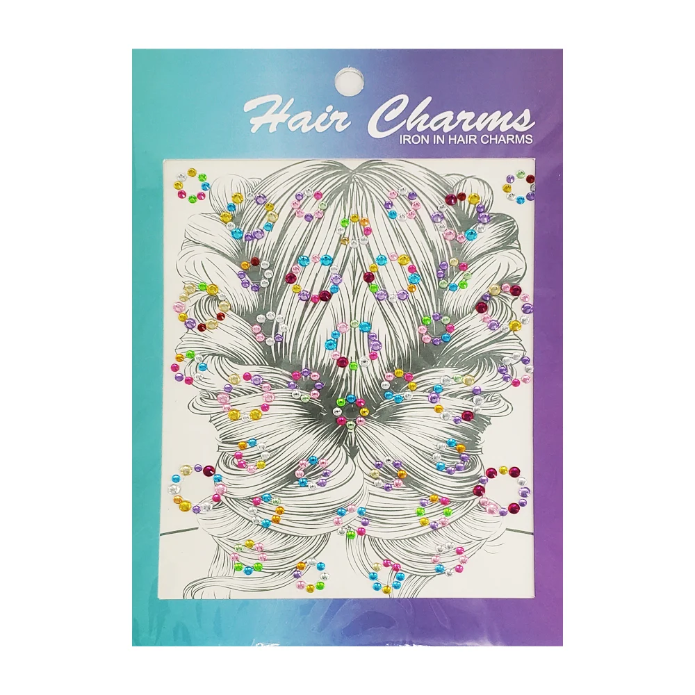 1pza Planilla con pedrería adhesiva para decoración del cabello, variedad de modelos / hair charms