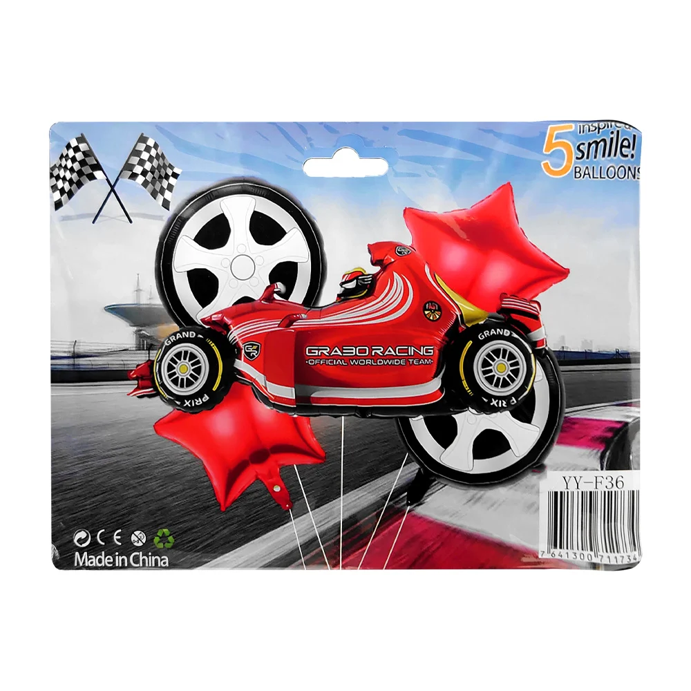 Set de 5 globos con temática de carros tipo formula 1, variedad de modelos / yy-f36