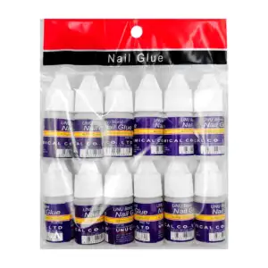 Paquete con 12 frascos pequeños de pegamento para uñas, de uso cosmét…