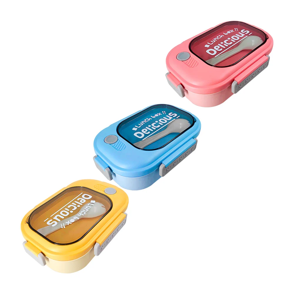 Tupper ovalado de plástico con 3 compartimientos, cubierto y capacidad de 800ml, variedad de colores / lunch box delicious / yz-290065
