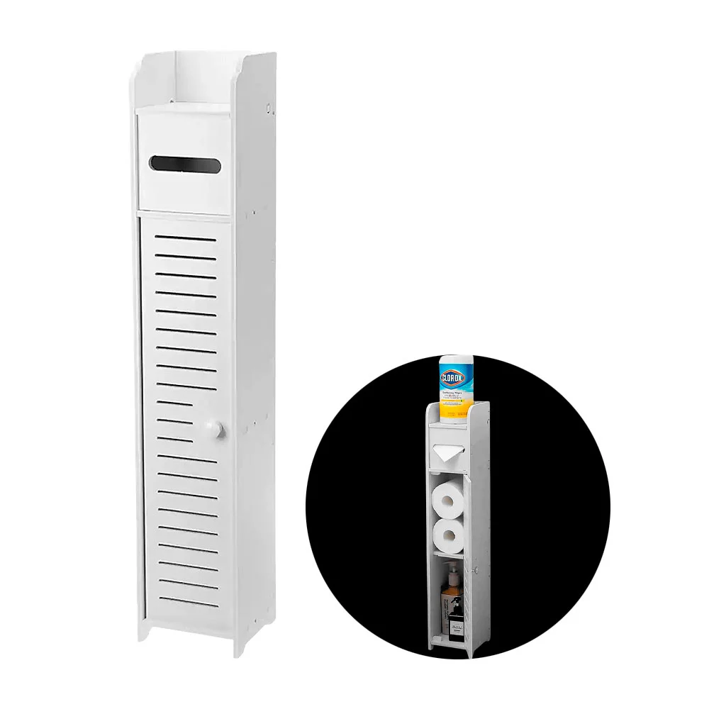 Organizador multifuncional tipo armario pequeño de 3 espacios y puerta con diseño ranurado / yz25011912