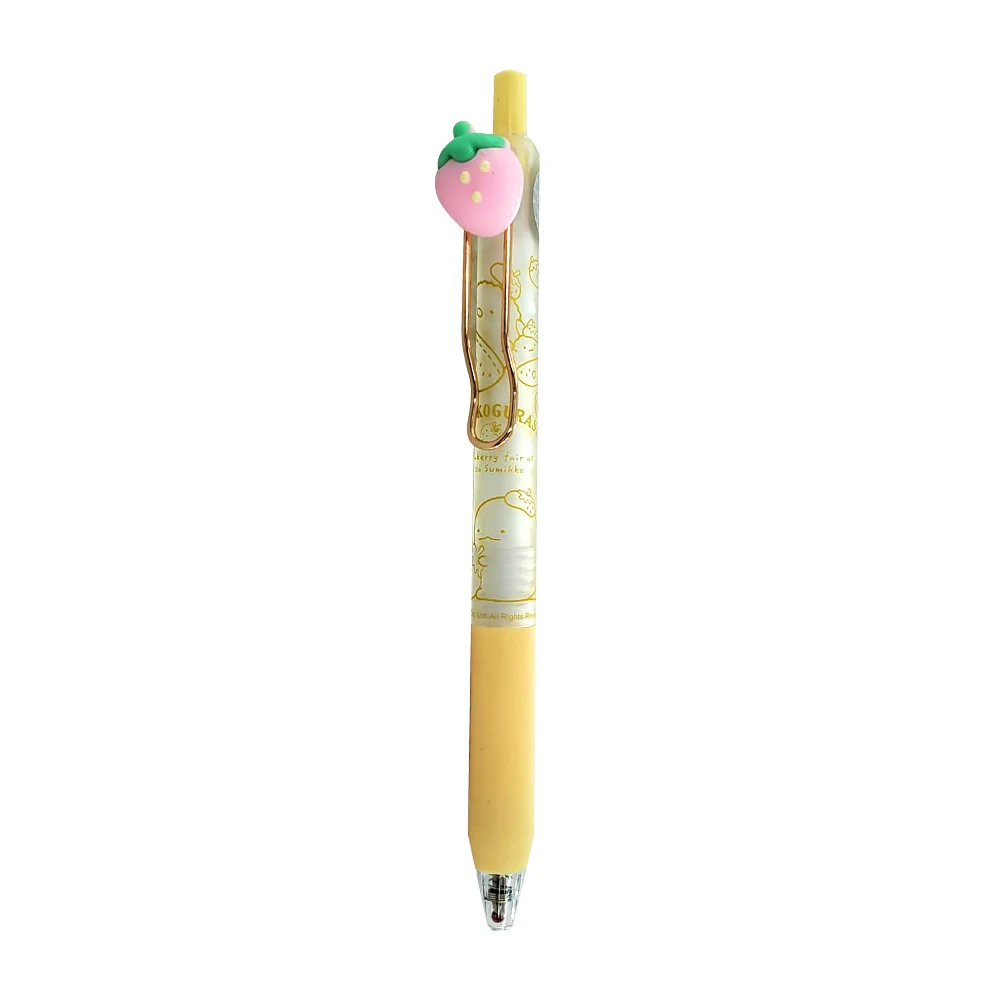 Pluma / bolígrafo retráctil, con figura de silicona en forma de fresa y tinta en gel, de 0.5mm, variedad de colores / yz9133
