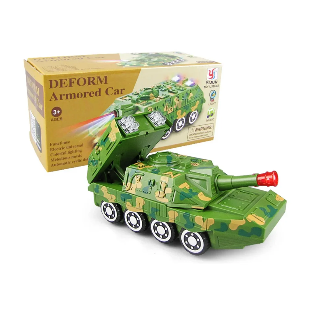 Tanque de juguete deformable con luces y sonido diseño militar, variedad de colores / deform armored car / yj388-58