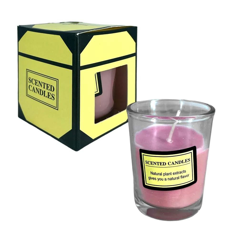 Vela de cera aromática pequeña en vaso de vidrio, variedad de aromas / scented candles