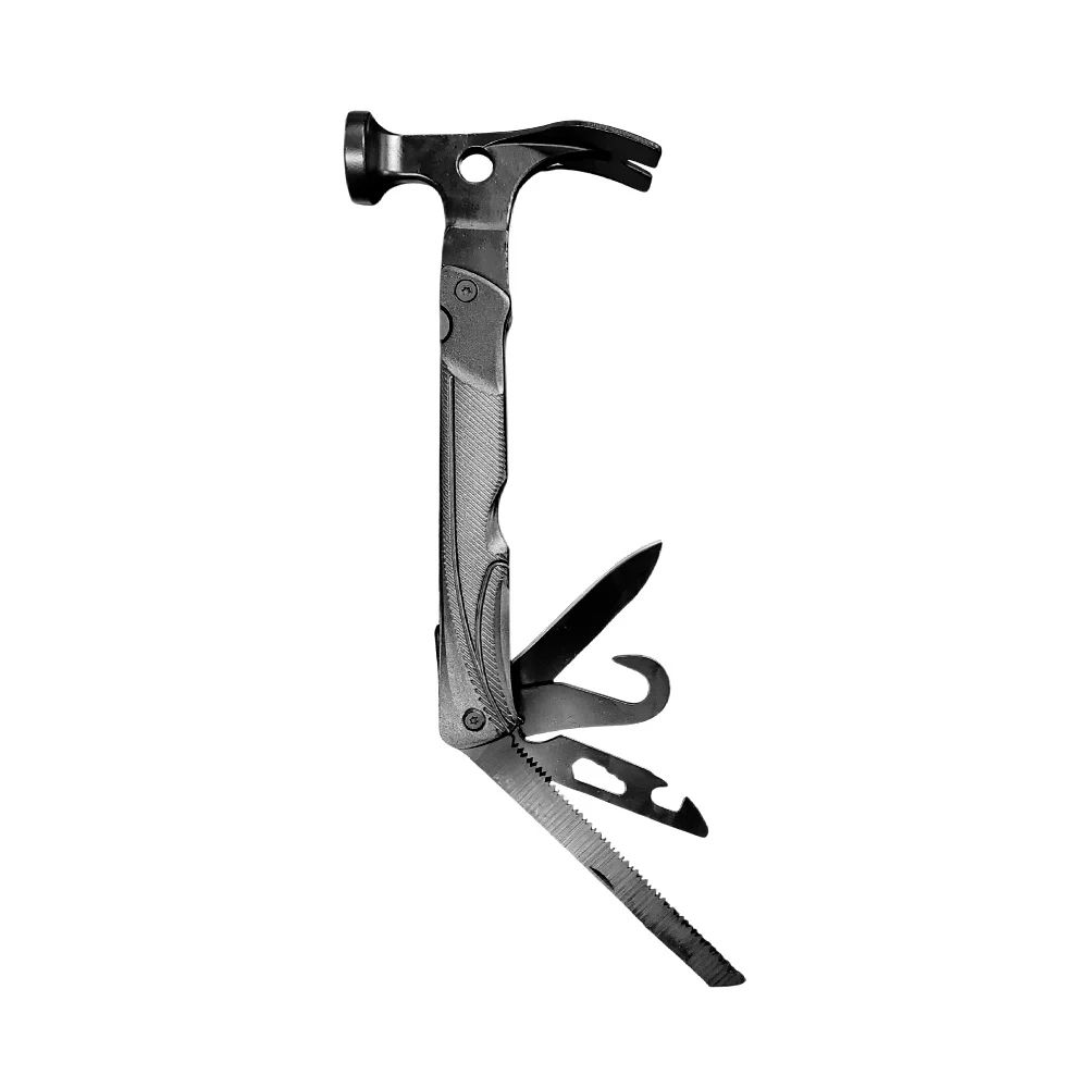 Martillo multiusos de acero negro inoxidable con 4 multiherramientas / ze-1201
