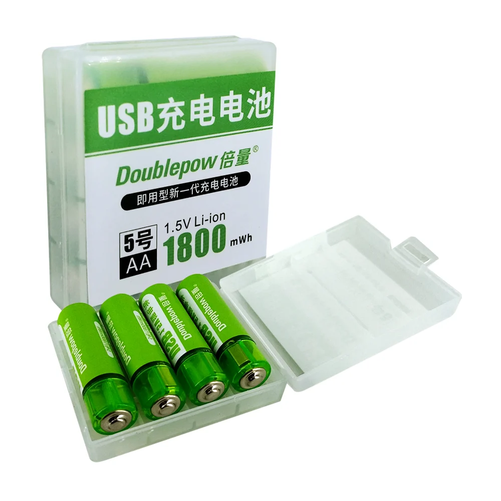 Paquete 4 pilas AA recargables por usb, 1800mwh / doublepow / ze-1422