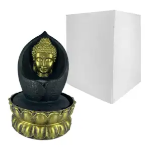 Fuente de agua decorativa con estatua de buda y base circular / ze-15…