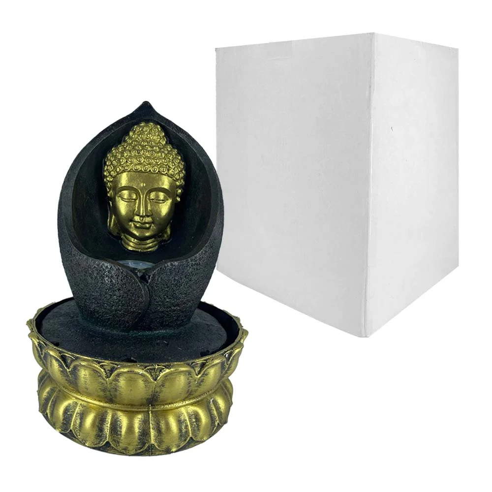 Fuente de agua decorativa con estatua de buda y base circular / ze-1519