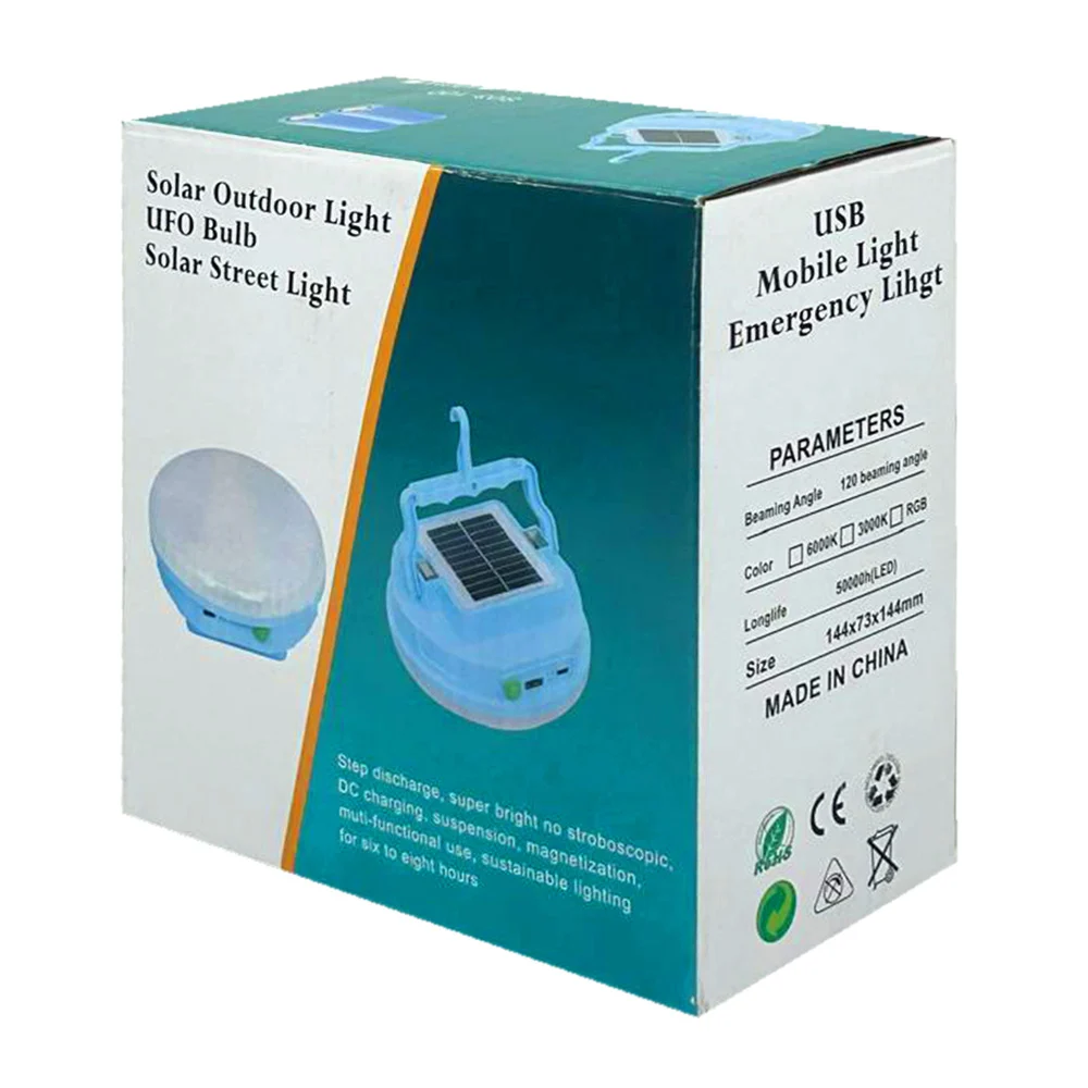 Lámpara led recargable multifuncional con luz de emergencia y panel solar / solar outdoor light