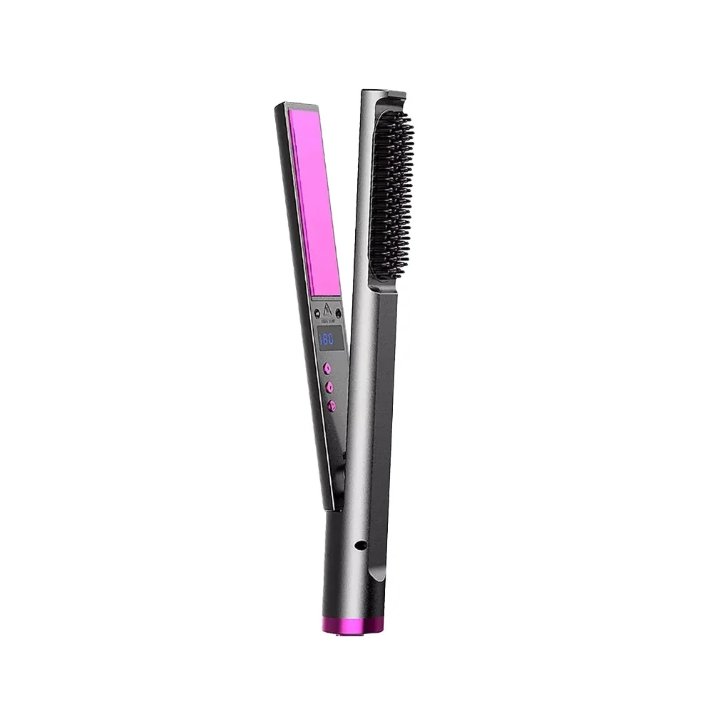 Cepillo alisador eléctrico para el cabello 3 en 1, con indicador de temperatura / hair straightener brush / zfq-4103