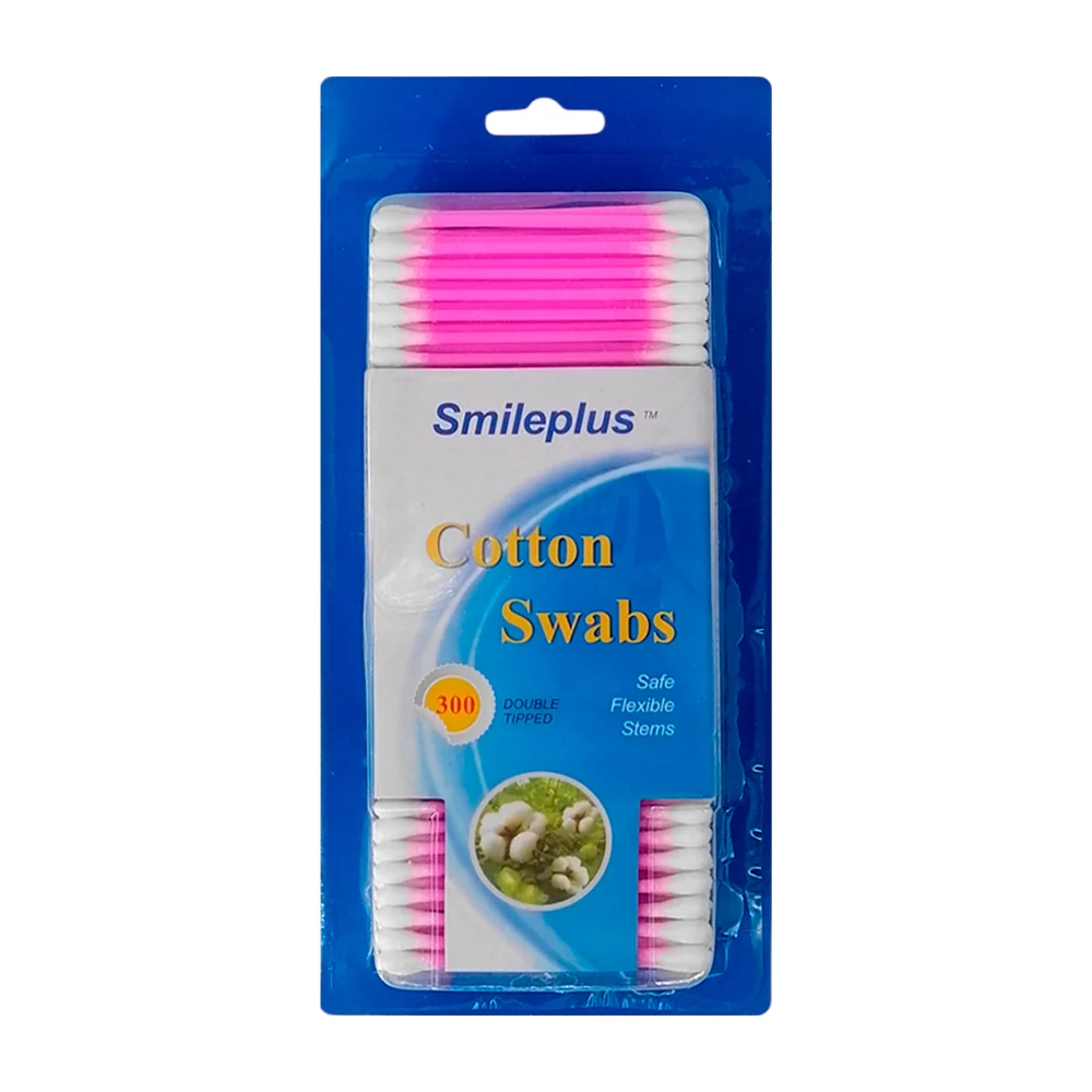 Blíster de 300 cotonetes hisopos flexibles con punta de algodón, variedad de colores / smileplus cotton swabs / fsb-0072