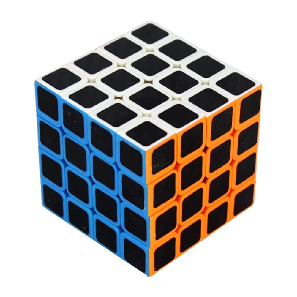 Cubo rubik 4x4 con 6 caras, bordes de colores y cuadros negros / zj-1432