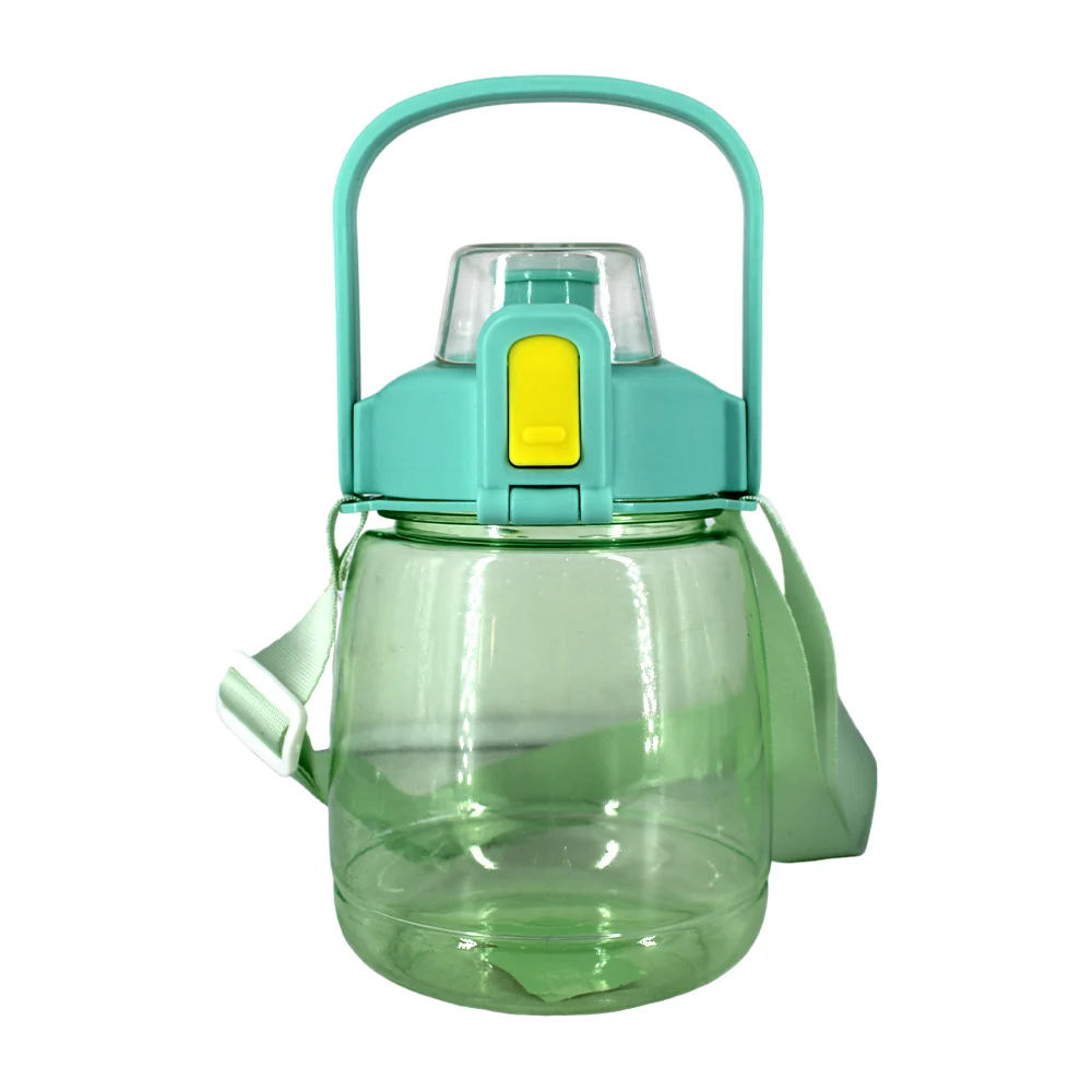 Botella de agua translúcida personalizable + tapa y popote, 1200ml / zj-150