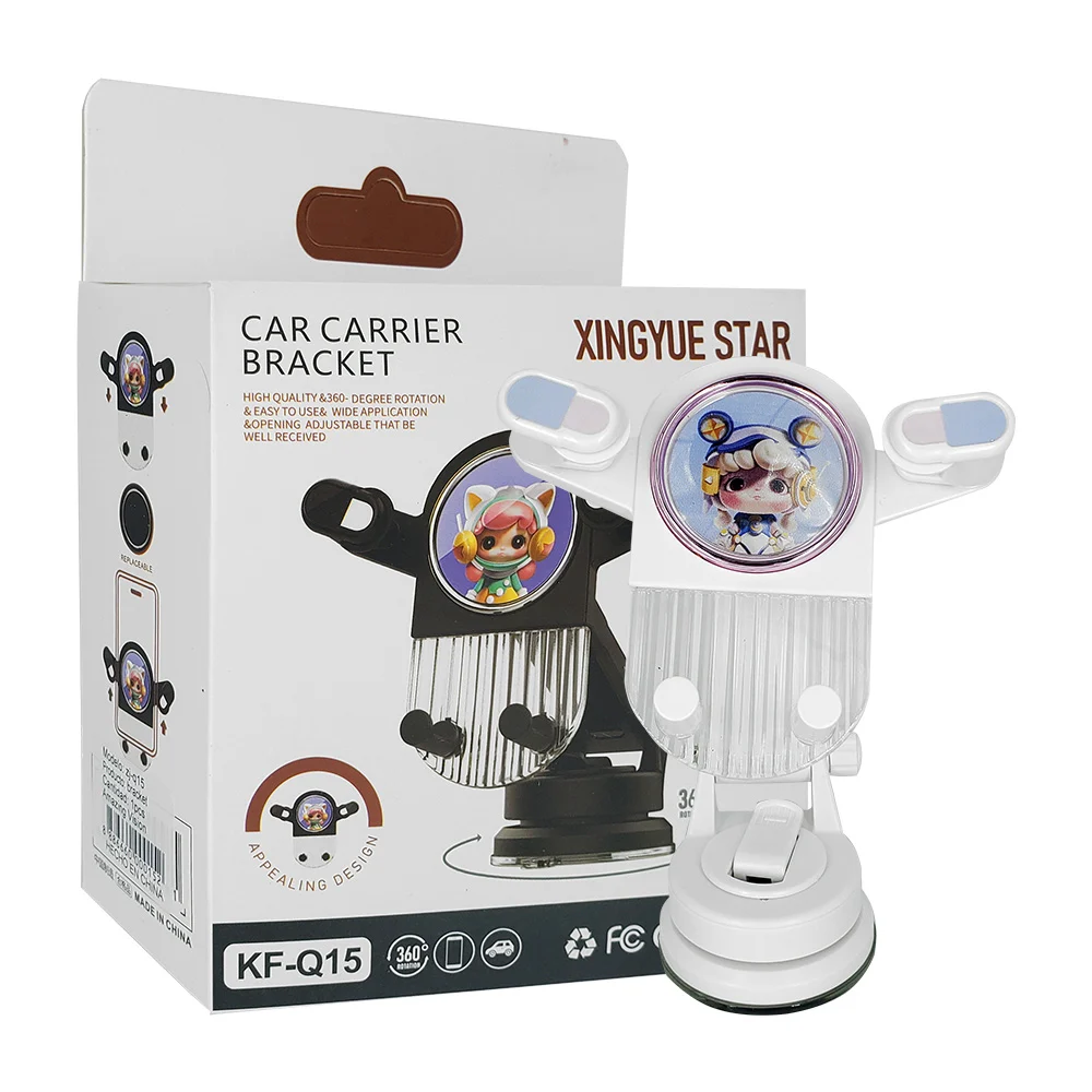 Soporte 360° ajustable de celular con estampado de muñeca con ventosa para coche / xingyue star / kf-q15