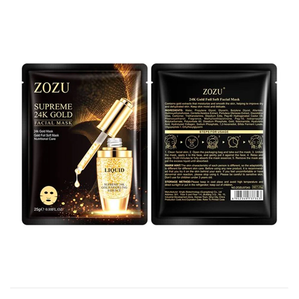 Mascarilla facial nutritiva zozu con extracto de 24k gold, 25g / supreme 24k gold / c572