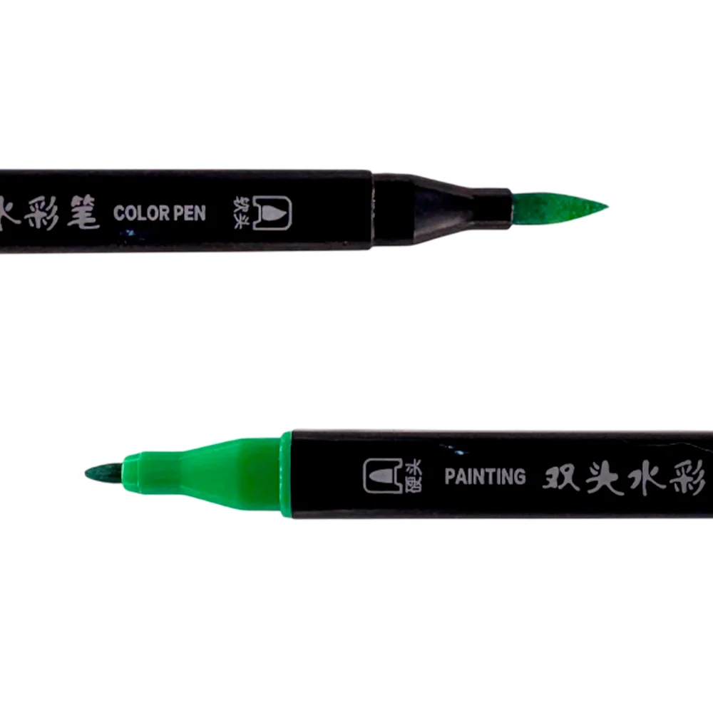 Estuche con 18 marcadores doble punta y asa agarradera, colores varios / zp-0953