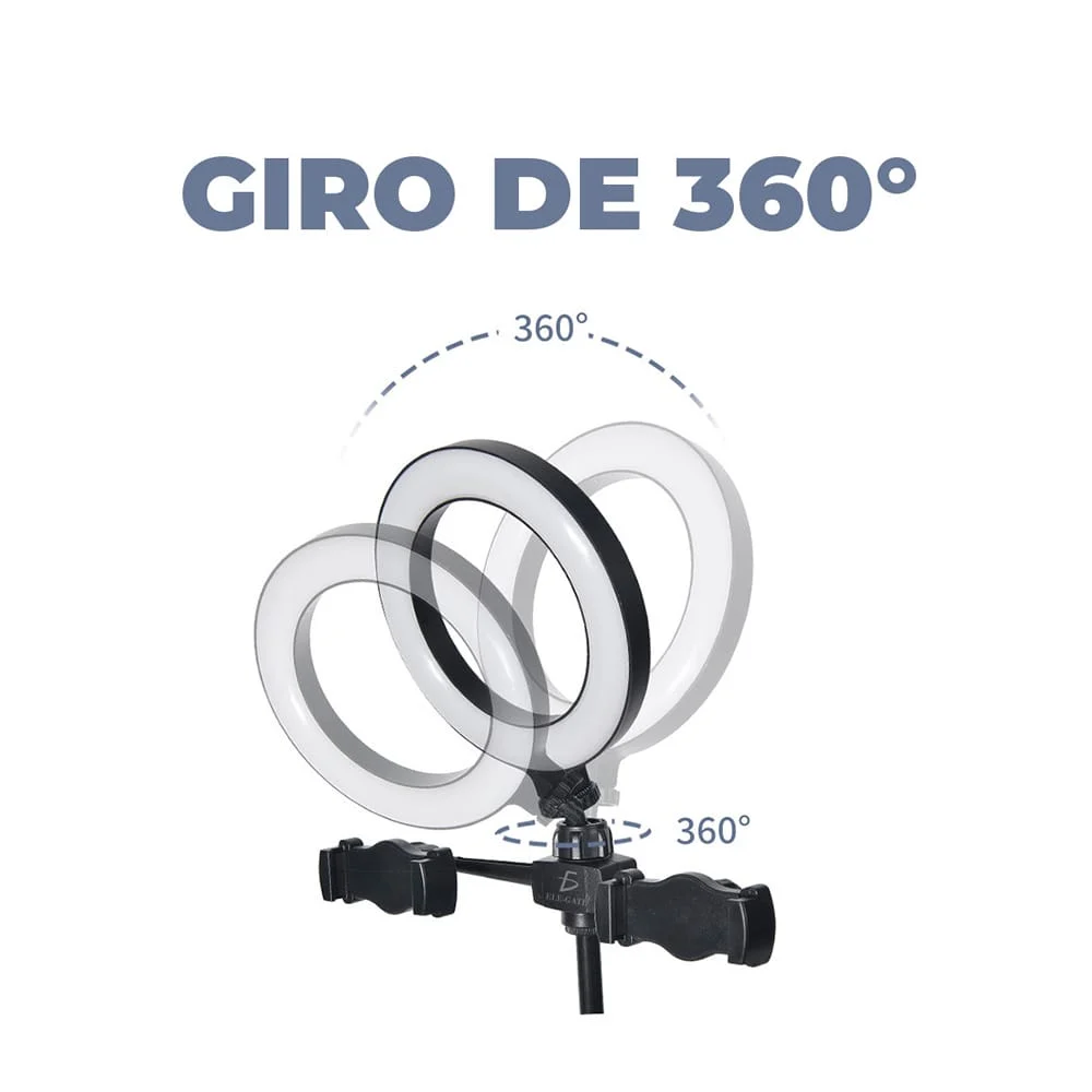 Aro de luz led de 10 pulgadas para smartphone compatible para 3 teléfonos celulares