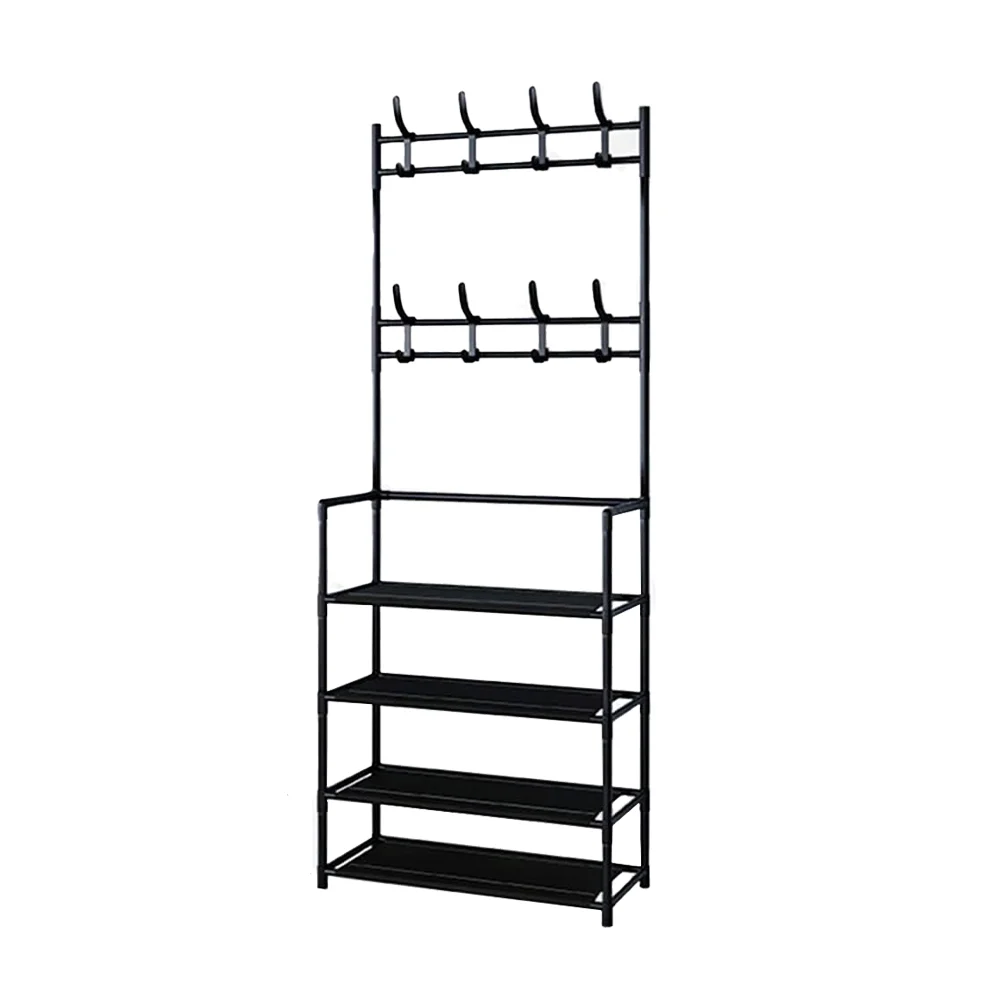 Organizador zapatero tipo closet con 4 niveles y 8 ganchos / 5-60black