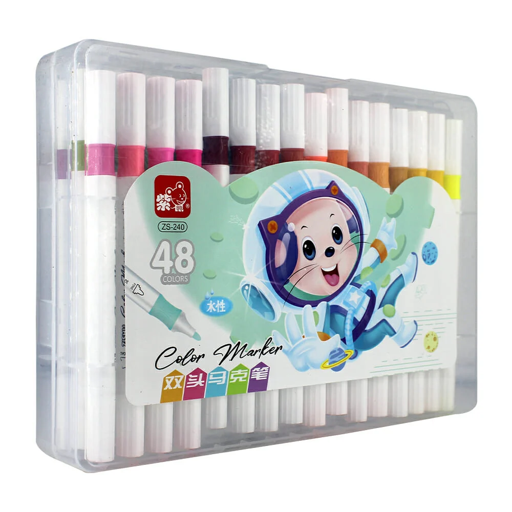 Estuche con 48 plumones marcadores color marker con doble punta de colores / zs-240