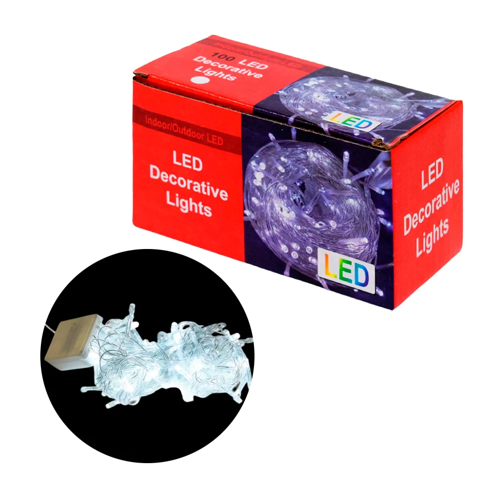 Serie de cable transparente buytiti con 100 luces led de color blanco / zsd-028