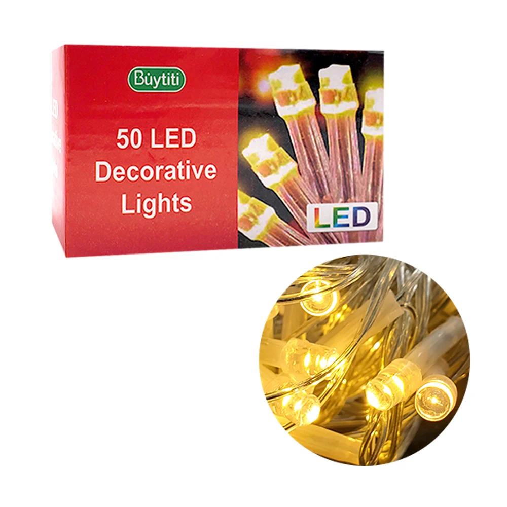 Serie navideña de cable transparente con 50 luces led cálida para decoración / 643007