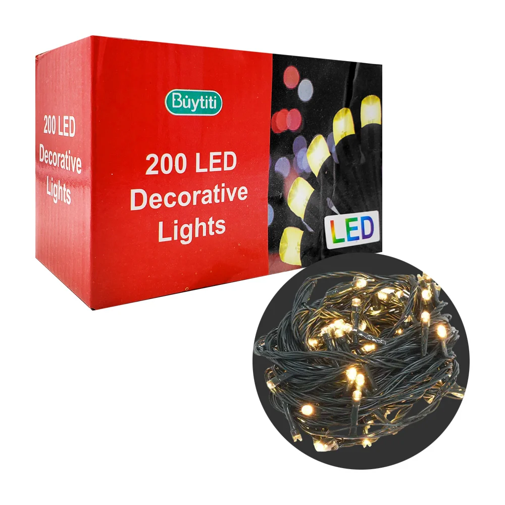 Serie de cable verde buytiti con 200 luces led en tono cálido / zsd-066