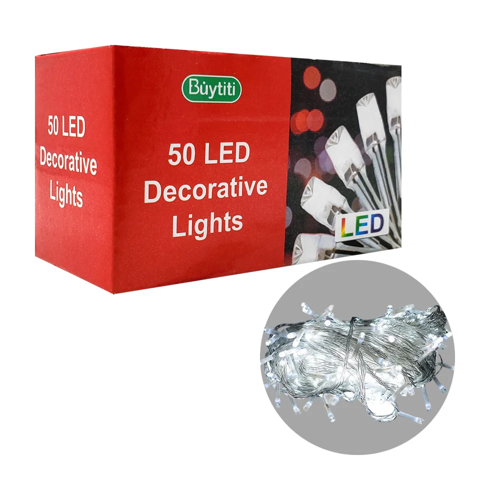 Serie de cable transparente buytiti con 50 luces led de color blanco / zsd-070