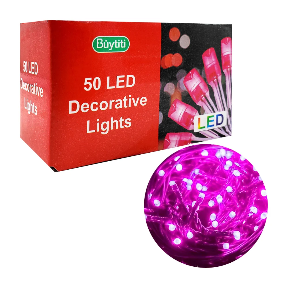 Serie de cable transparente buytiti con 50 luces led de color rosa / zsd-072