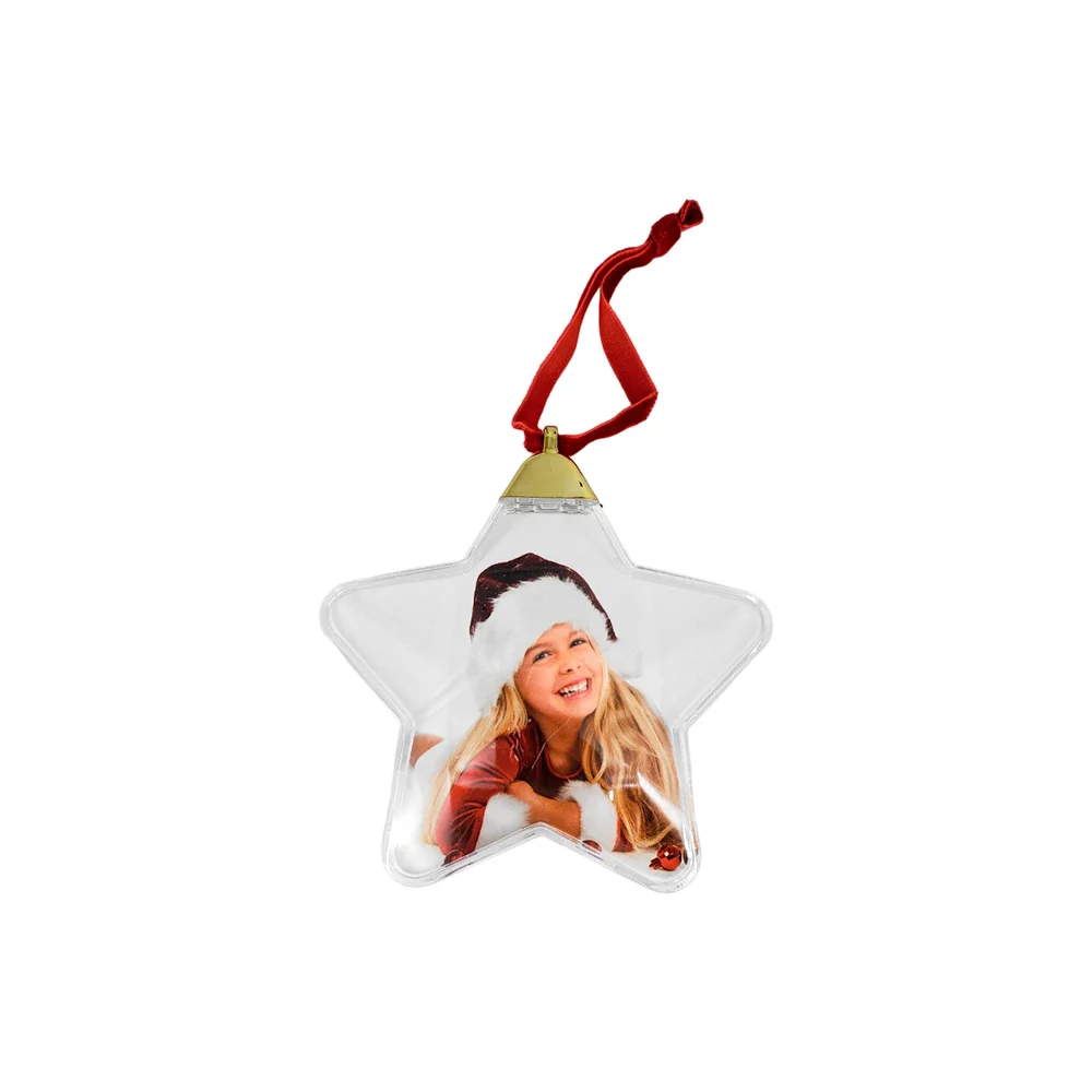 Portarretrato colgante chico con diseño de estrella navideña, 9cm / merry christmas / zsd-q125