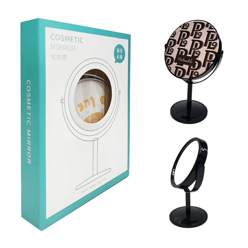 1pza espejo redondo giratorio con base y orejitas, variedad de diseños / cosmetic mirror