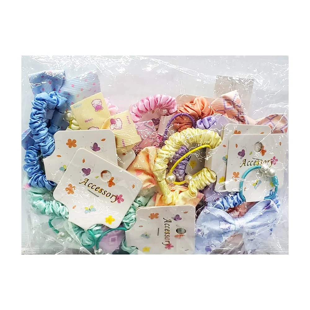12 blíster de ligas o donas, corrugadas, con moño perlas, variedad de colores / zxq00033