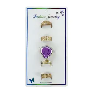 Paquete con 12 blíster con 5 anillos metálicos dorados ajustables + a…