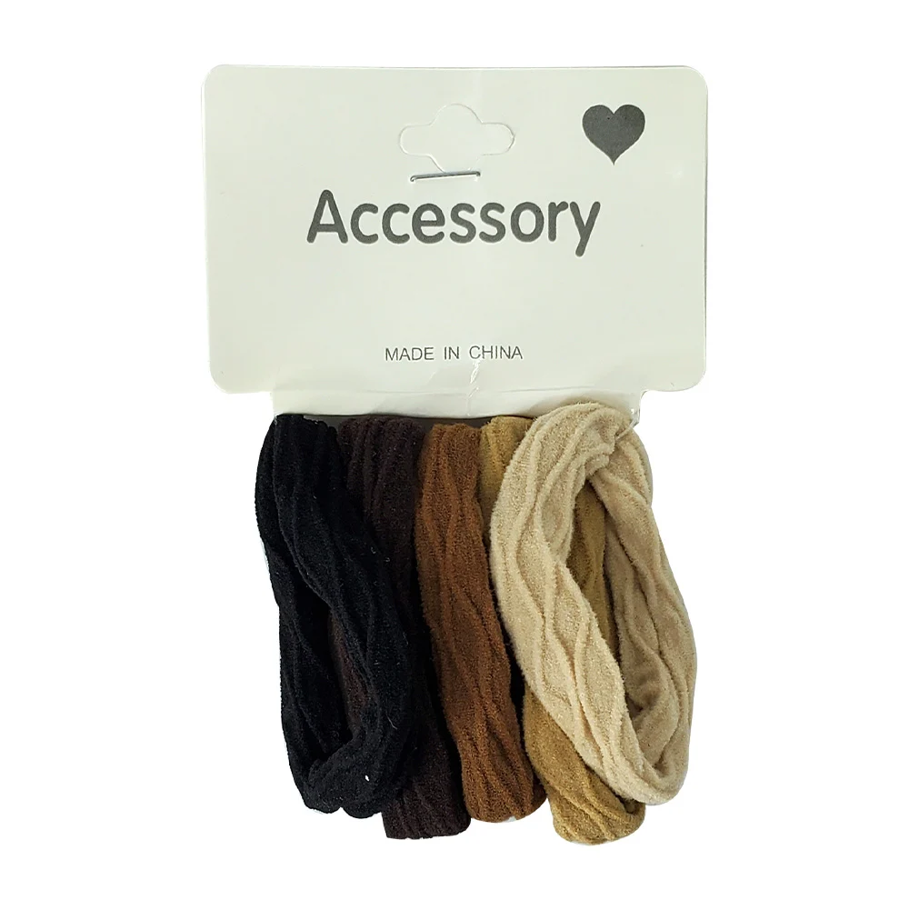 Paquete con 5 donas ligas de colores con efecto corrugado para el cabello / accessory / zxq02035b