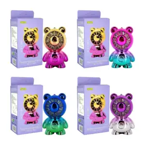 Mini ventilador recargable con forma de oso bicolor, 7x11cm + cable d…