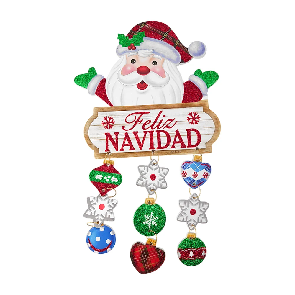 Adorno navideño con diamantina y 3 tiras tipo cascada de 3 figuras colgantes móviles, 38cm, variedad de modelos / zxq02528