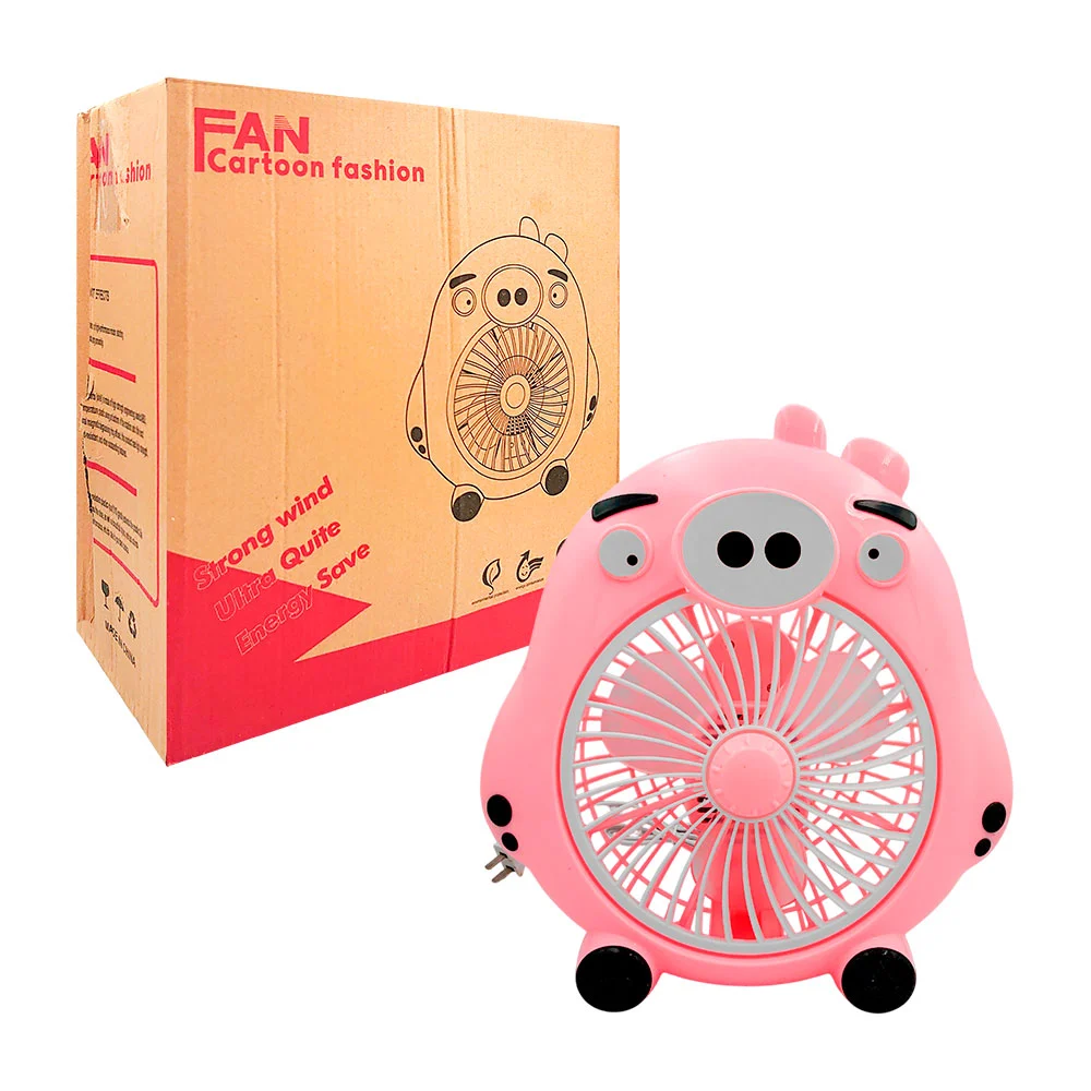 Ventilador de plástico infantil con diseño de cerdito, 3 aspas y 2 velocidades / fan cartoon fashion / zy-190