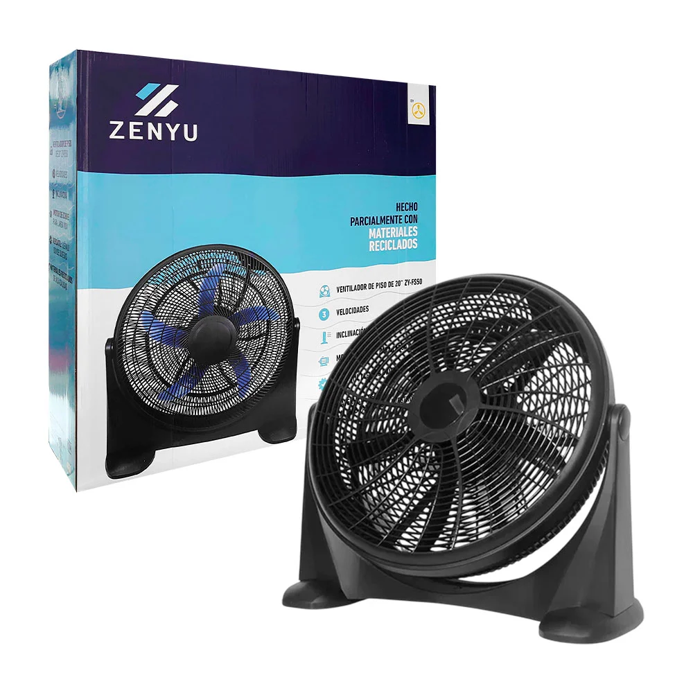 Ventilador de piso de 20 pulgadas con 3 velocidades, inclinación y motor de cobre, 95w / zy-fs50