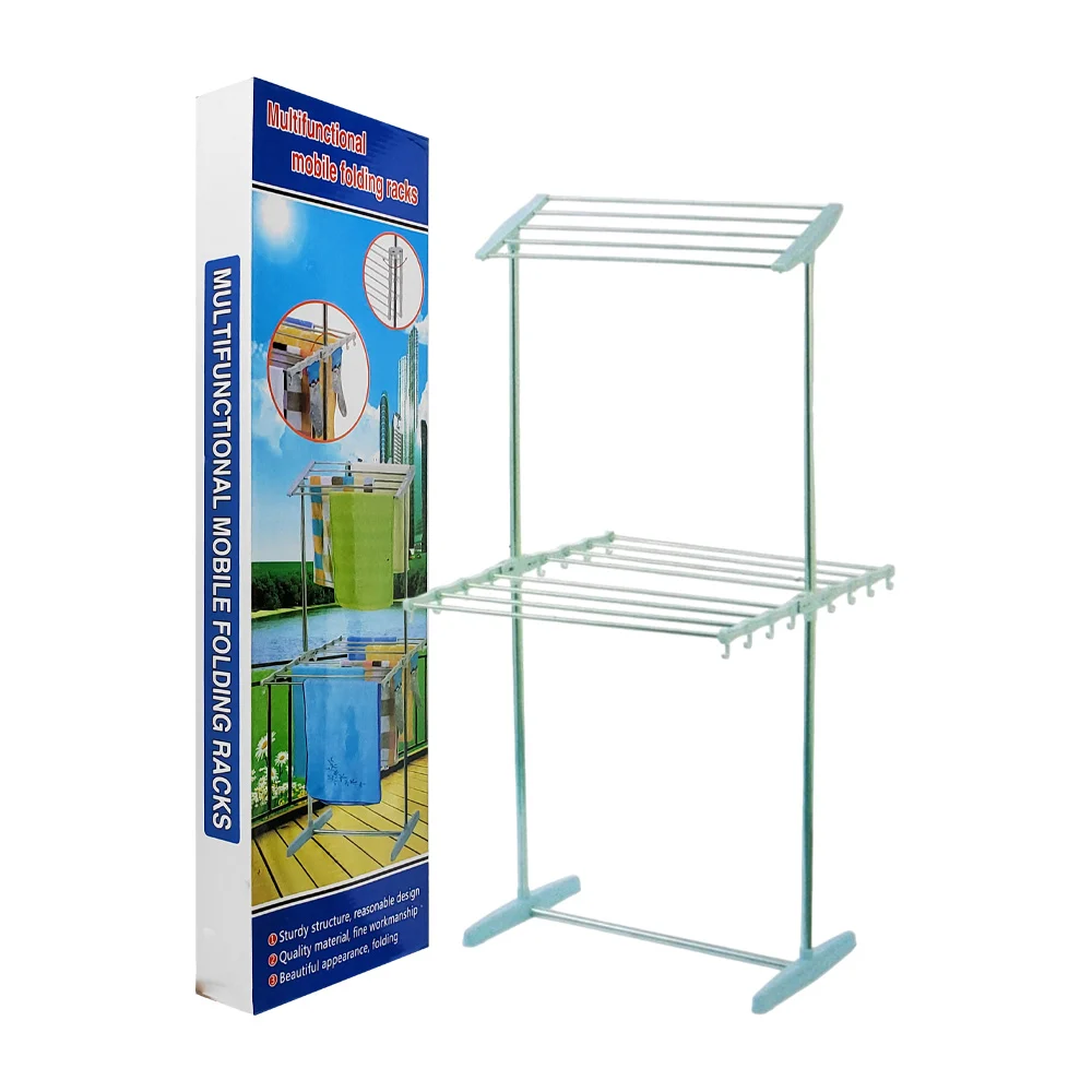 Tendedero metálico móvil multifuncional plegable de 2 niveles para ropa, variedad de colores / multifunctional mobile folding racks
