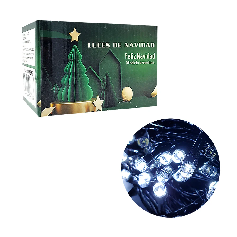 Serie de cable negro de 9.5m con 200 luces navideñas en modelo de arrocitos y en color blanco / zy-led 1240