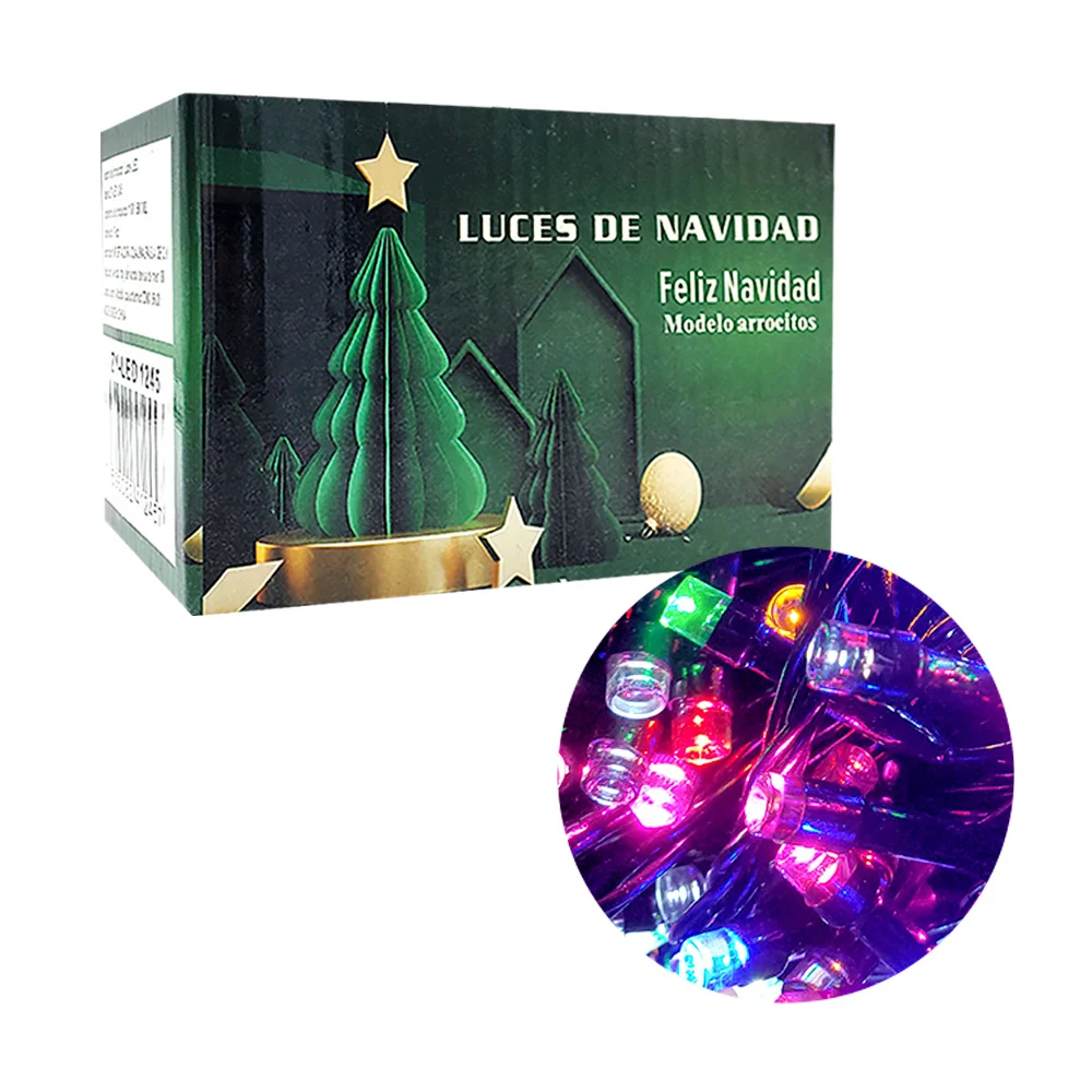 Serie de cable negro de 15m con 300 luces navideñas en modelo de arrocitos y en tono multicolor / zy-led 1242