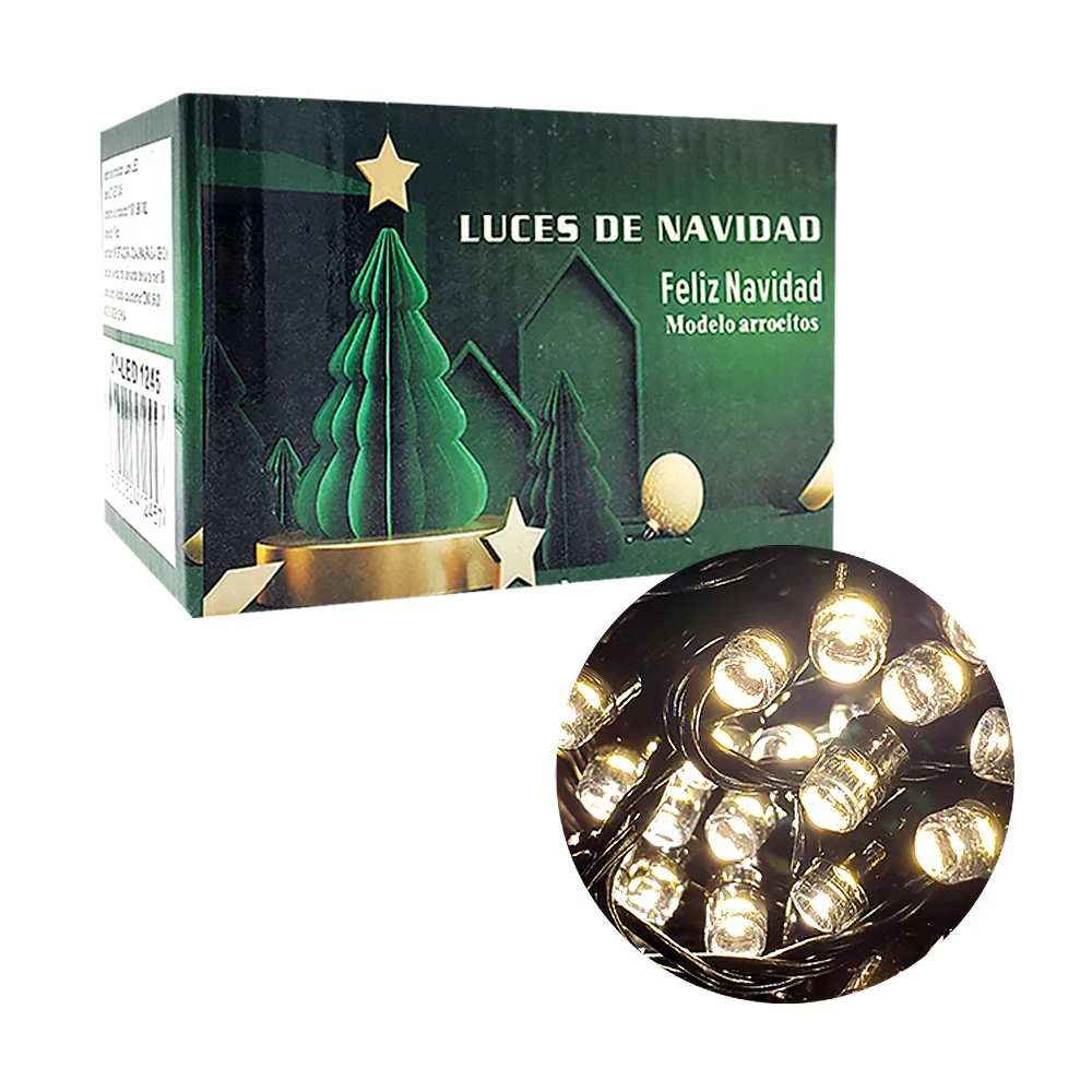 Serie de cable negro de 15m con 300 luces navideñas en modelo de arrocitos y en tono cálido / zy-led 1245